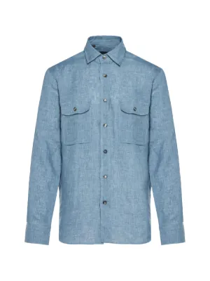 Brunello Cucinelli Buttoned front-pocket Shirt | Blue | FARFETCH