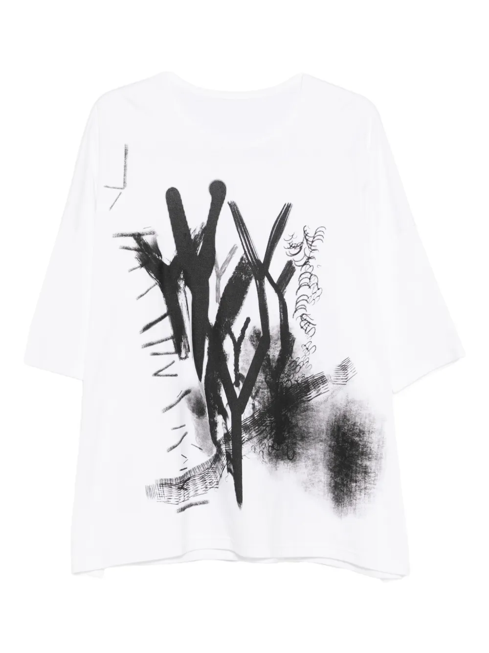 Y's print cotton T-shirt - Bianco
