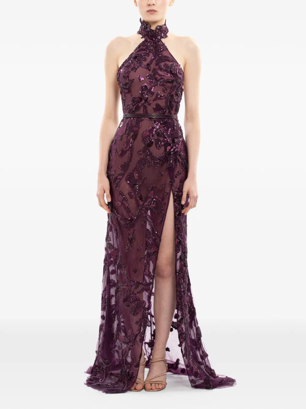 Saiid Kobeisy Maxi-jurk met halternek - Paars