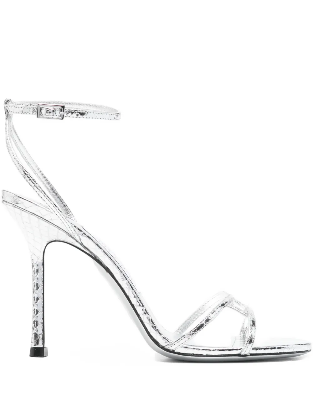 Jimmy Choo ankle-strap snakeskin-effect sandals | Silver | Image 1