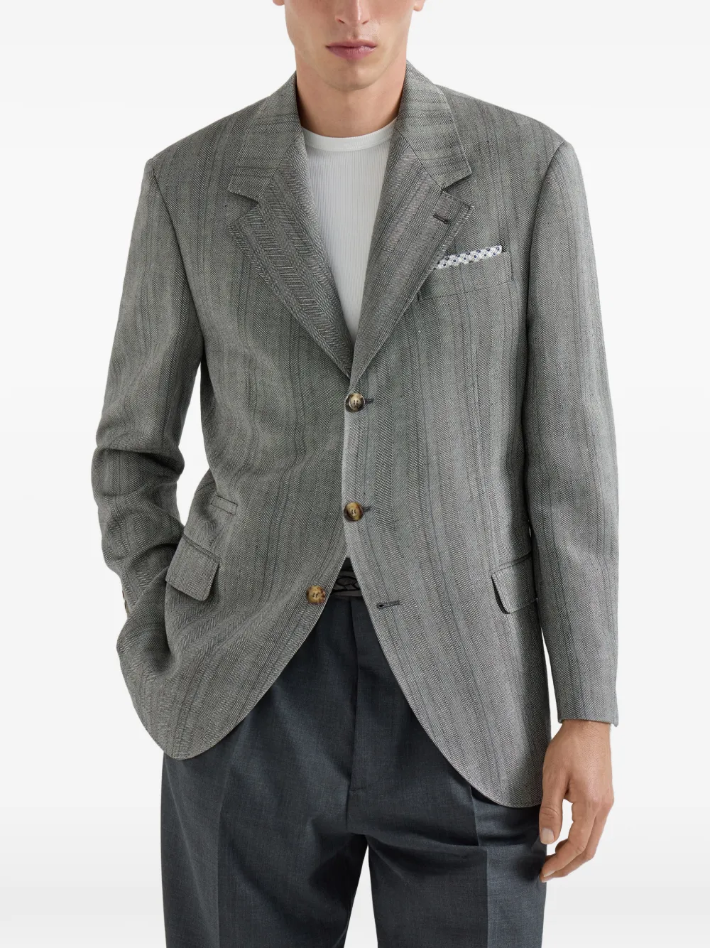 Brunello Cucinelli Blazer met lange mouwen Grijs