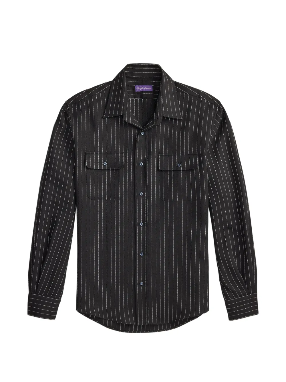 Ralph Lauren Purple Label pinstripe pocket shirt - Schwarz