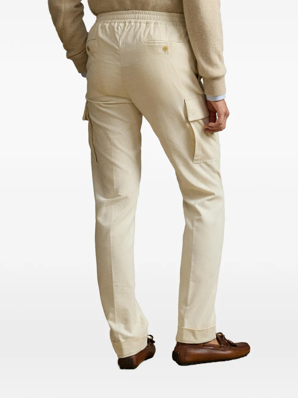  Ralph Lauren Purple Label Elasticated Drawstring Pleated Trousers - Neutrals 