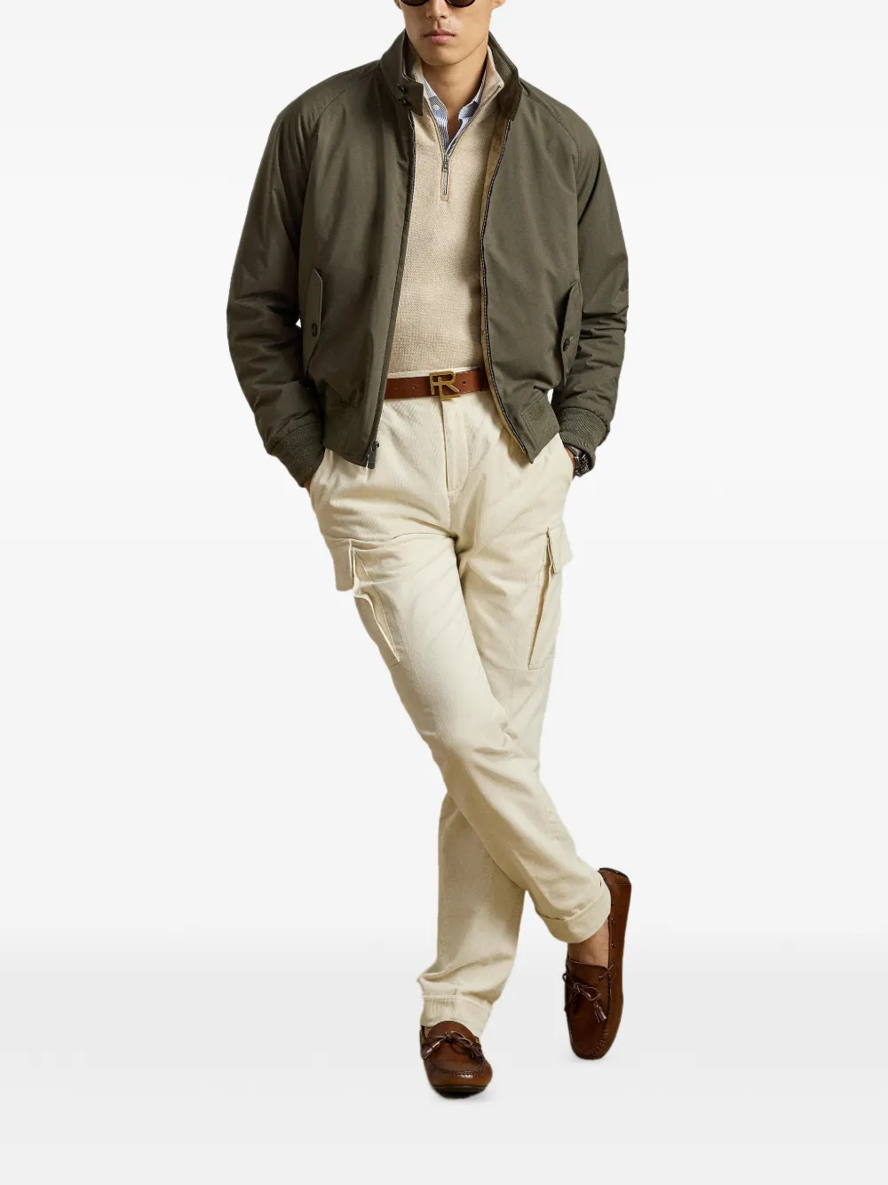  Ralph Lauren Purple Label Elasticated Drawstring Pleated Trousers - Neutrals 