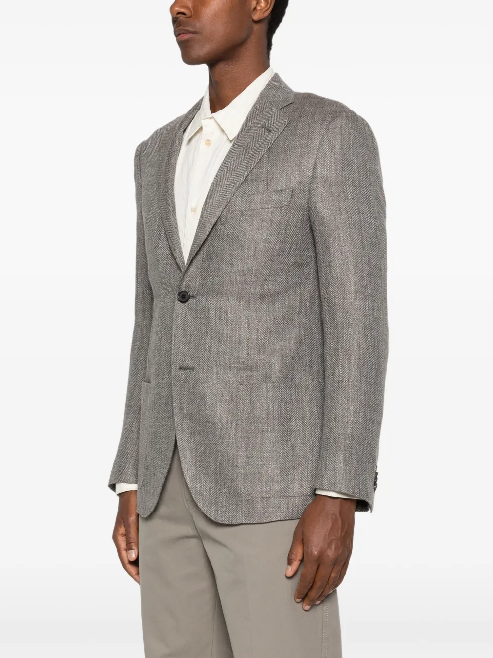 Corneliani Blazer met visgraatpatroon Grijs