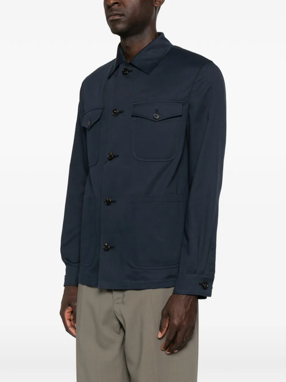 Corneliani Shirtjack met zak en knopen Blauw