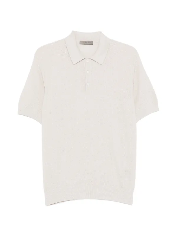 Corneliani Waffle-knit Polo Shirt in Neutrals