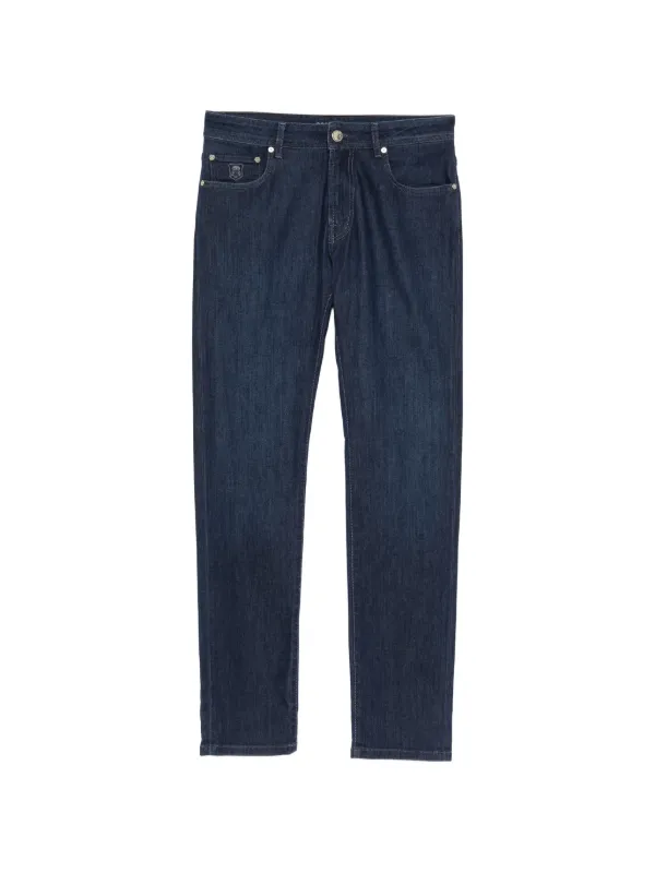 Corneliani Logo-embroidered Jeans in Blue