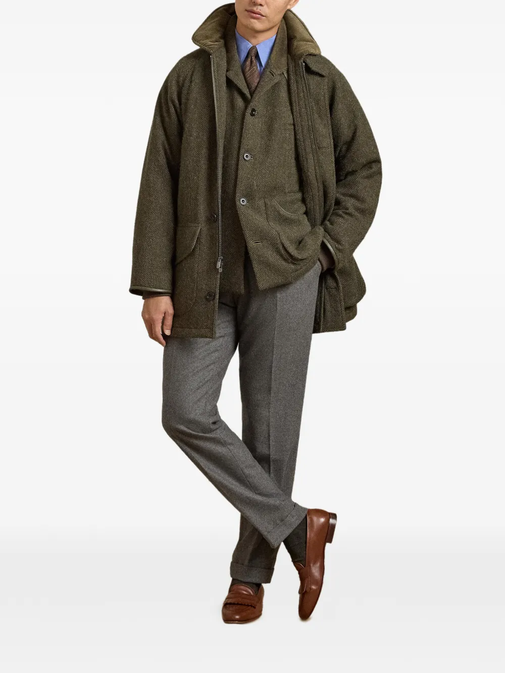 Ralph Lauren Purple Label End-on-End overhemd met knopen - Blauw