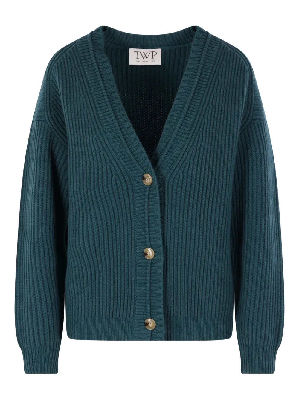TWP ribbed button cardigan | Green | Image 1