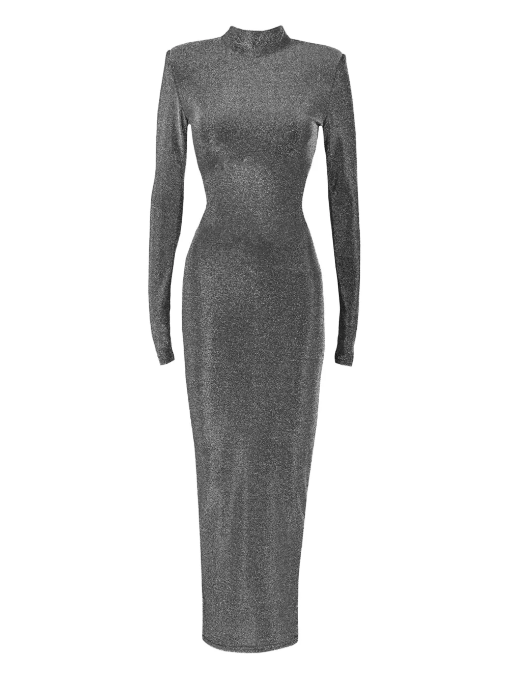Vestiaire D'un Oiseau Libre High-neck Bodycon Midi Dress In Gray