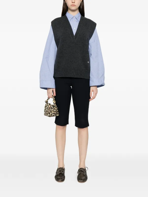 GANNI V-neck Sleeveless Vest | Grey | FARFETCH RO