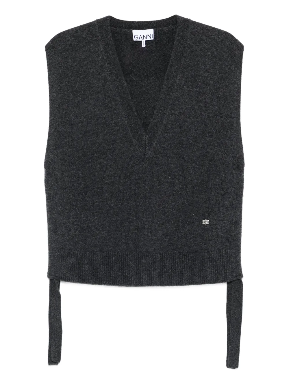 GANNI V-neck sleeveless vest - Grigio