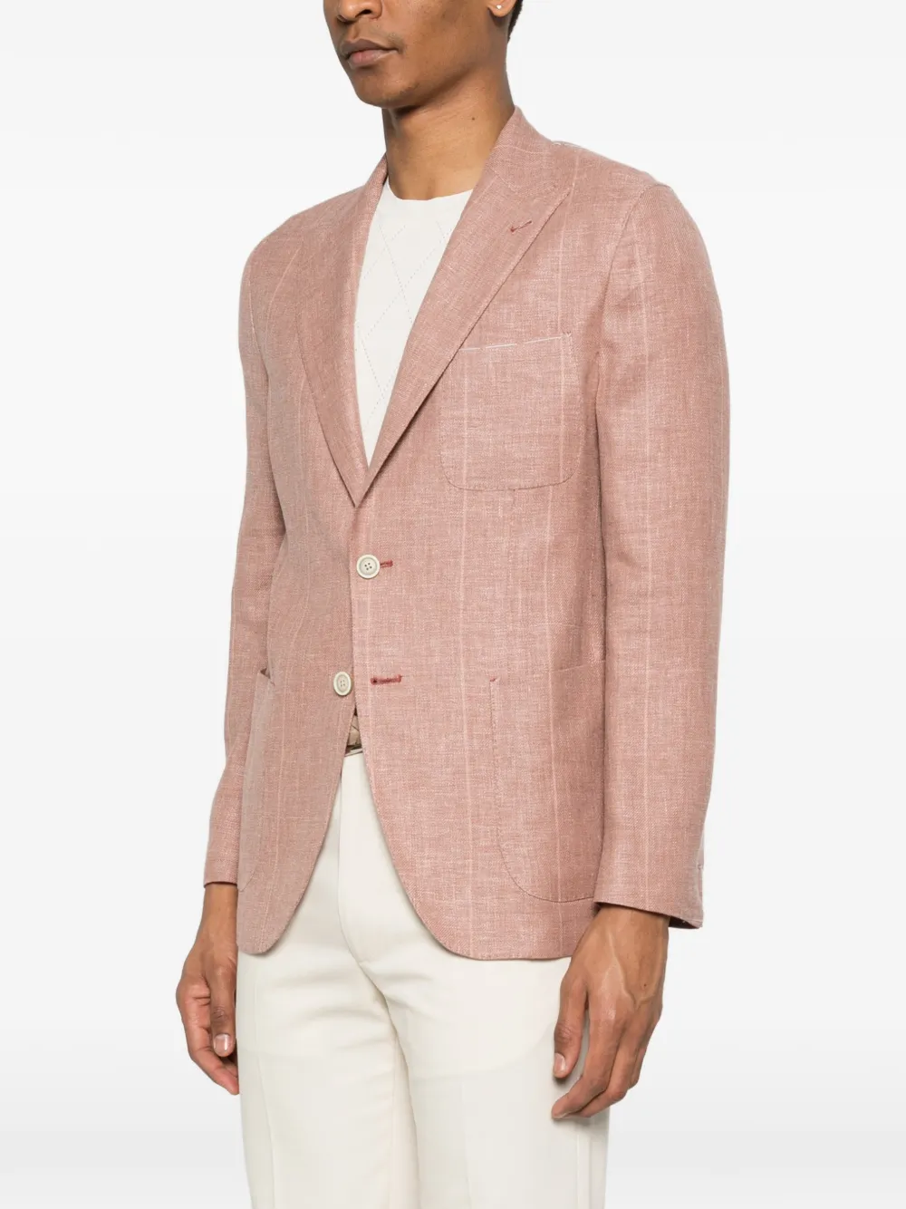  Eleventy Check Button Blazer - Pink 
