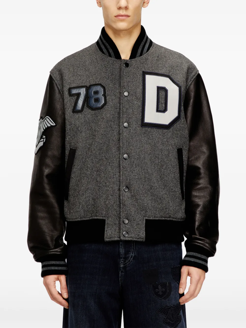 Diesel A-Arry-Cp jack met geborduurde patches Grijs