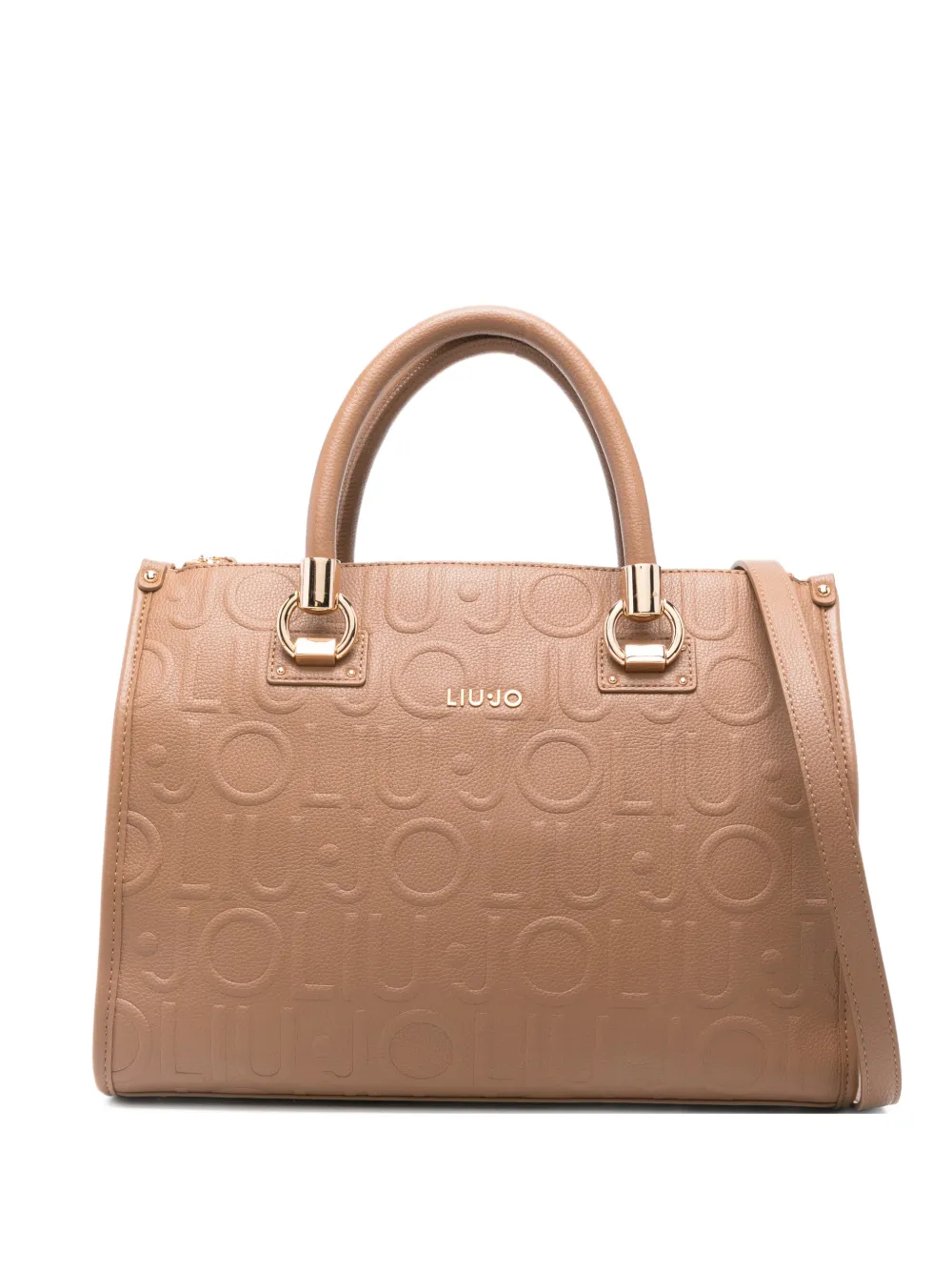 LIU JO embossed satchel leather tote bag - Toni neutri