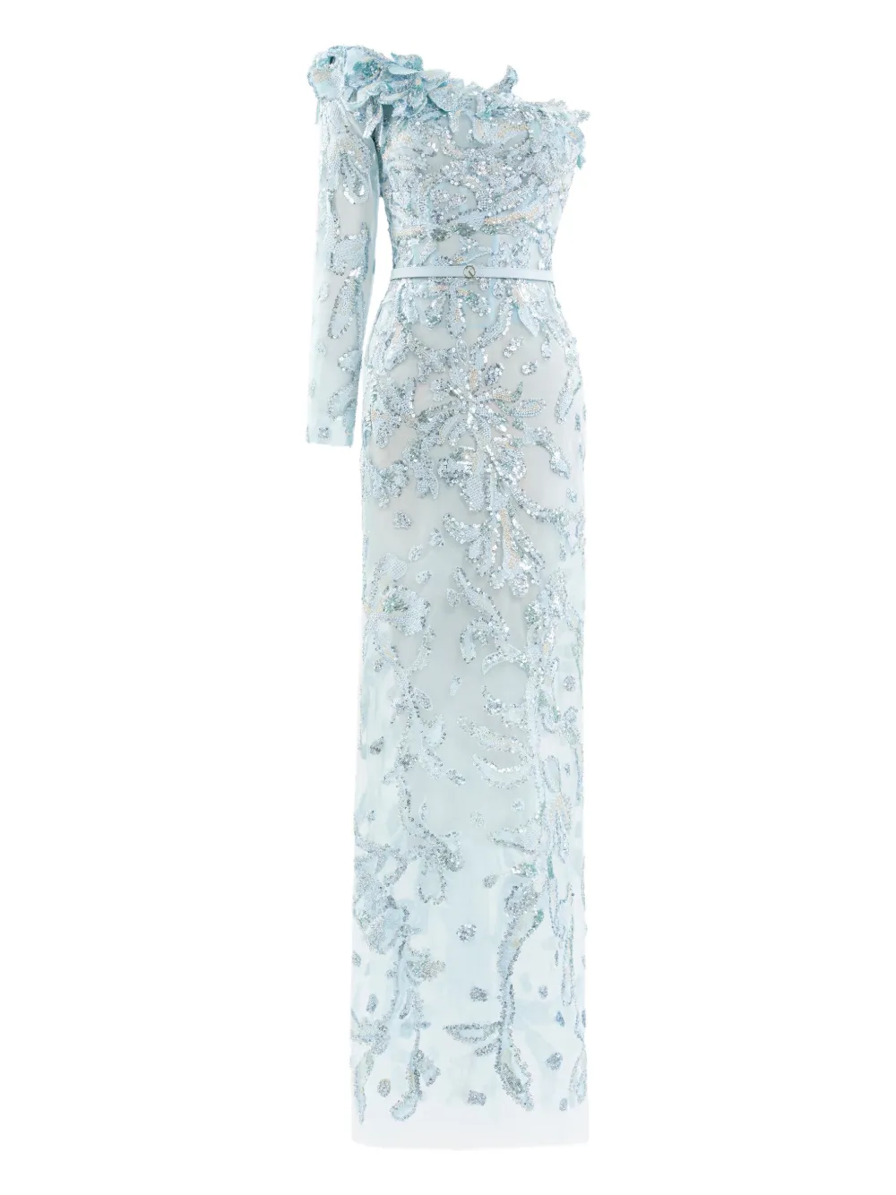 Saiid Kobeisy one-shoulder embroidered maxi dress - Blue