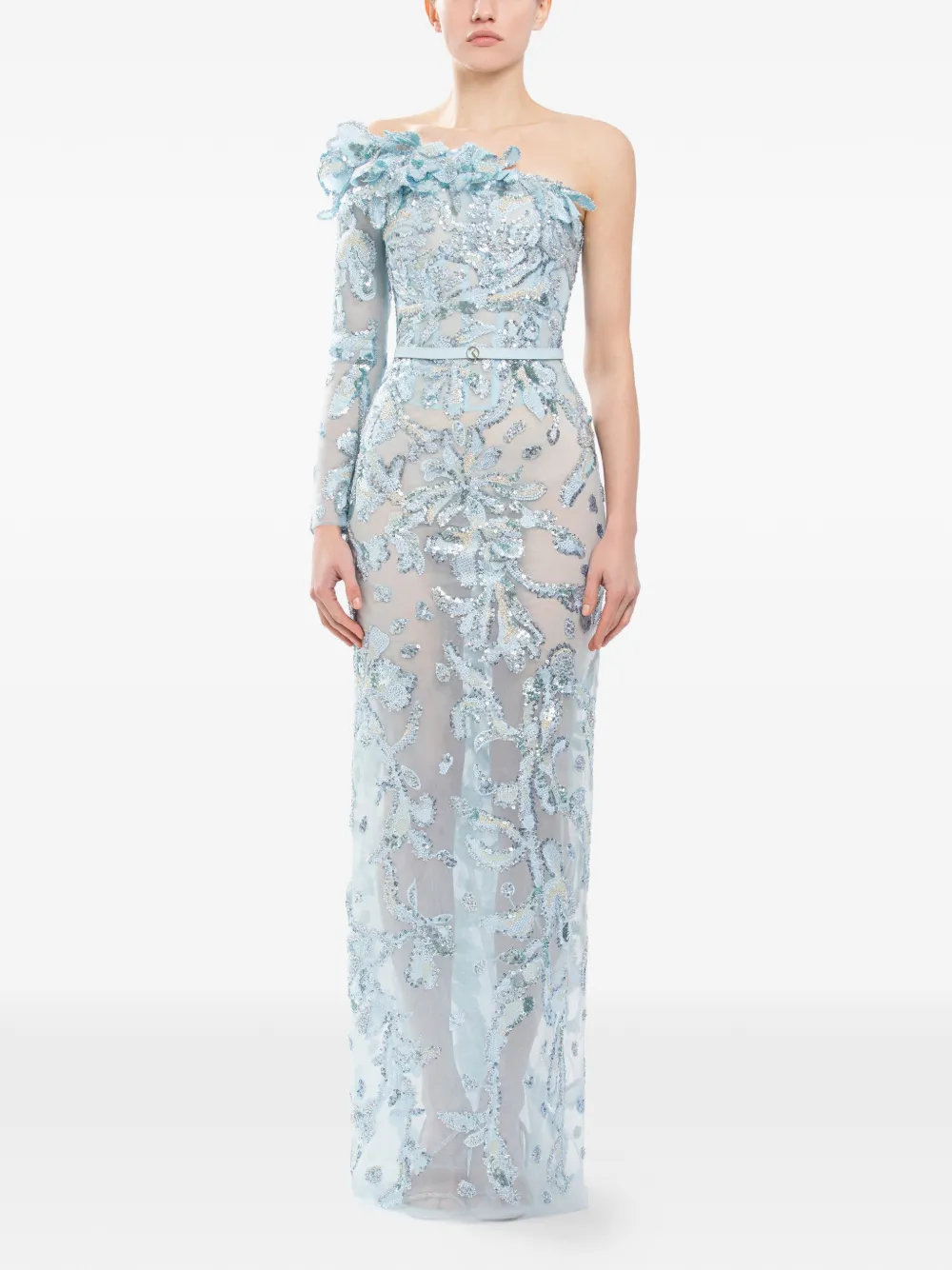 Saiid Kobeisy Asymmetrische maxi-jurk met borduurwerk - Blauw