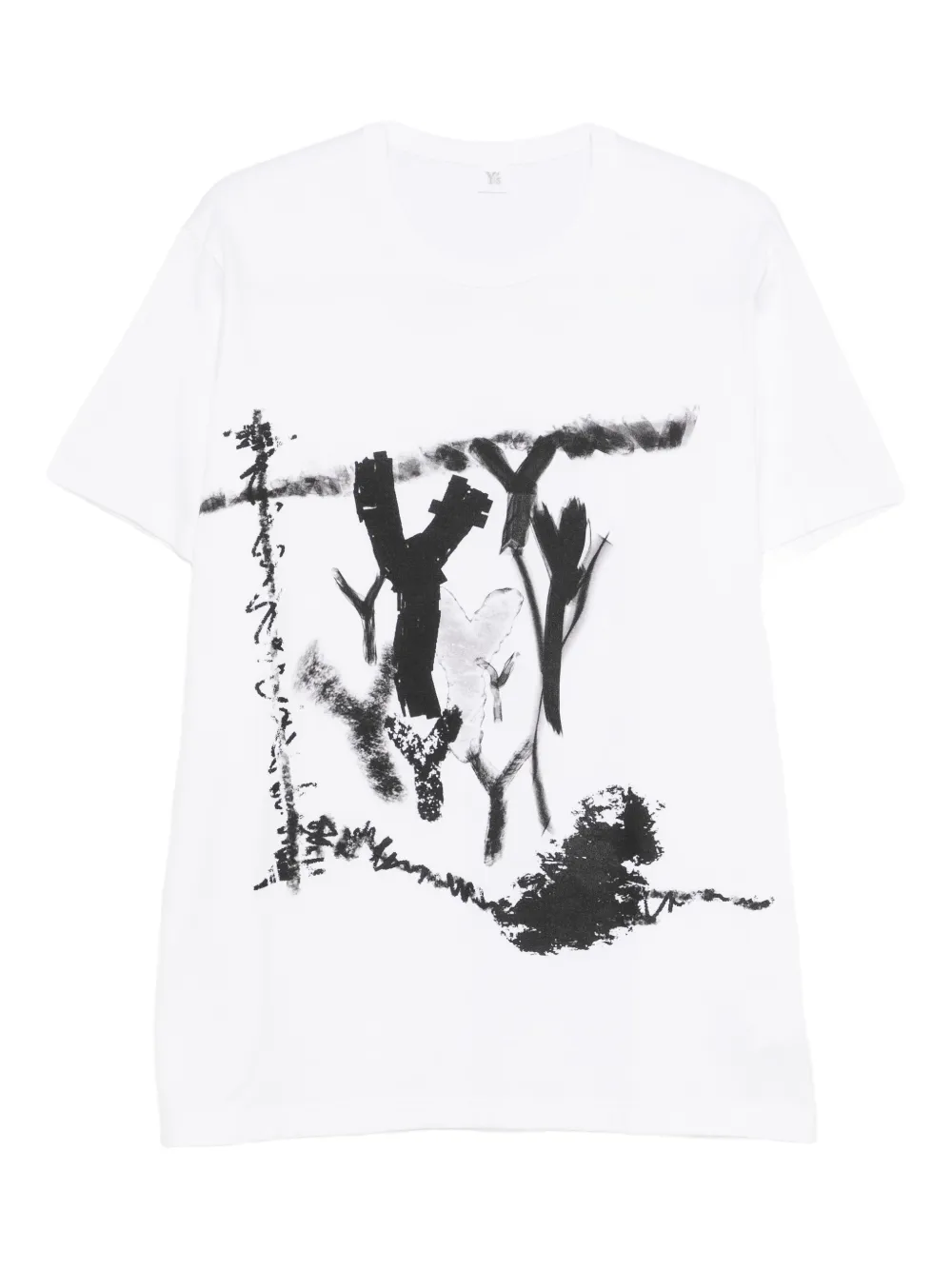 Y's Cotton Print T-shirt In White
