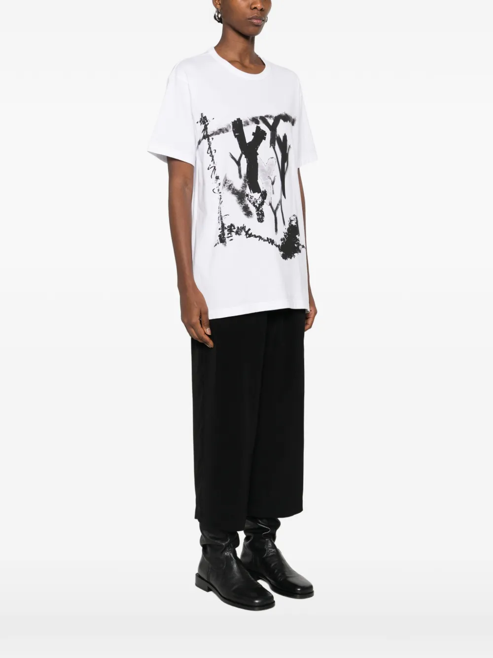 Y's Katoenen T-shirt met print Wit