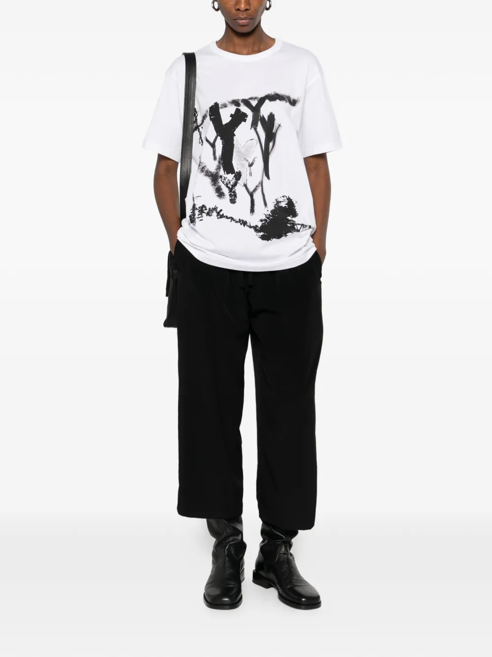 Y's Katoenen T-shirt met print Wit