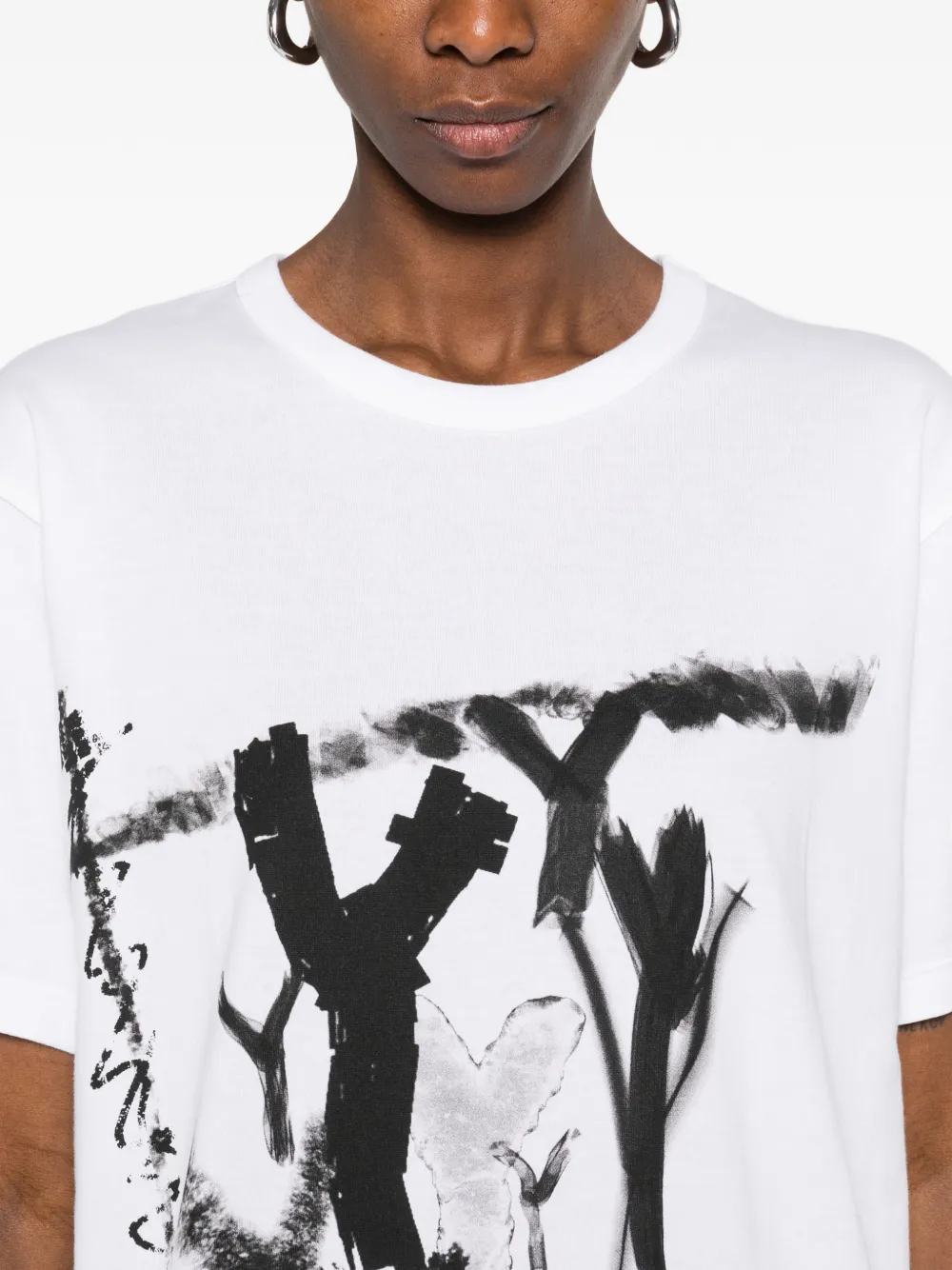 Y's Katoenen T-shirt met print Wit