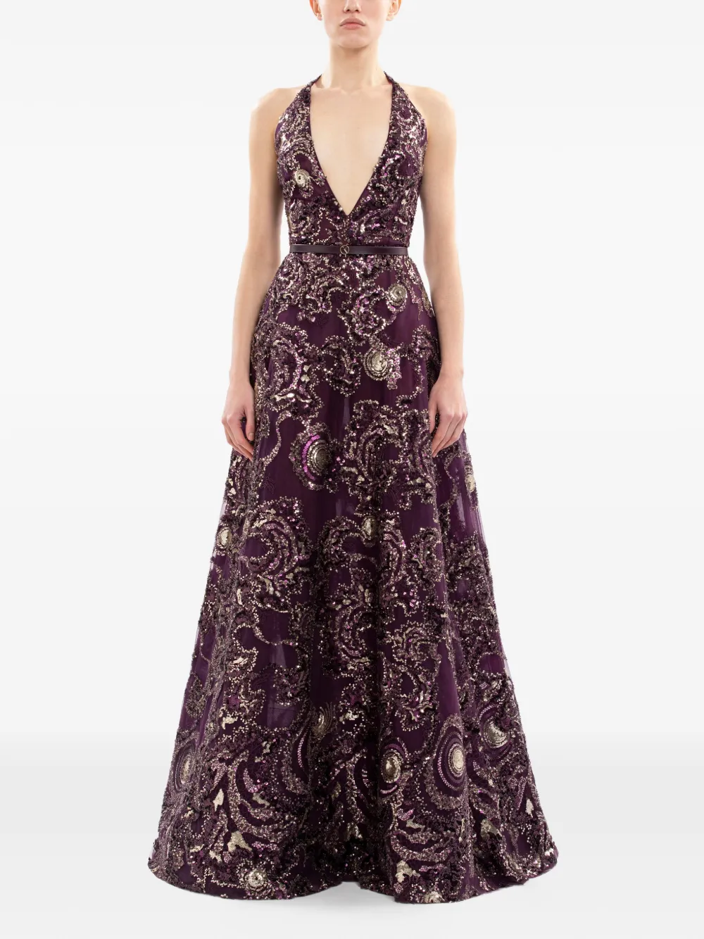 Saiid Kobeisy Maxi-jurk met borduurwerk - Paars