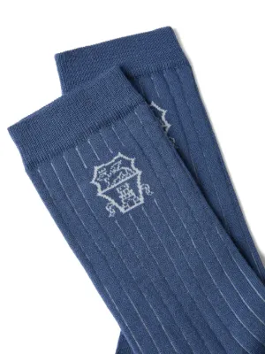 Chaussettes Homme BRUNELLO CUCINELLI - Gris Et Blanc - 100% Laine - Neuf Avec étiquettes