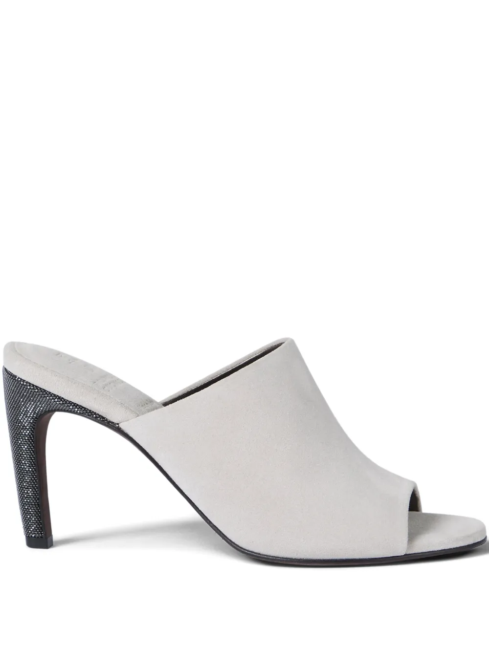 Brunello Cucinelli Open-toe Heels Mules In Gray