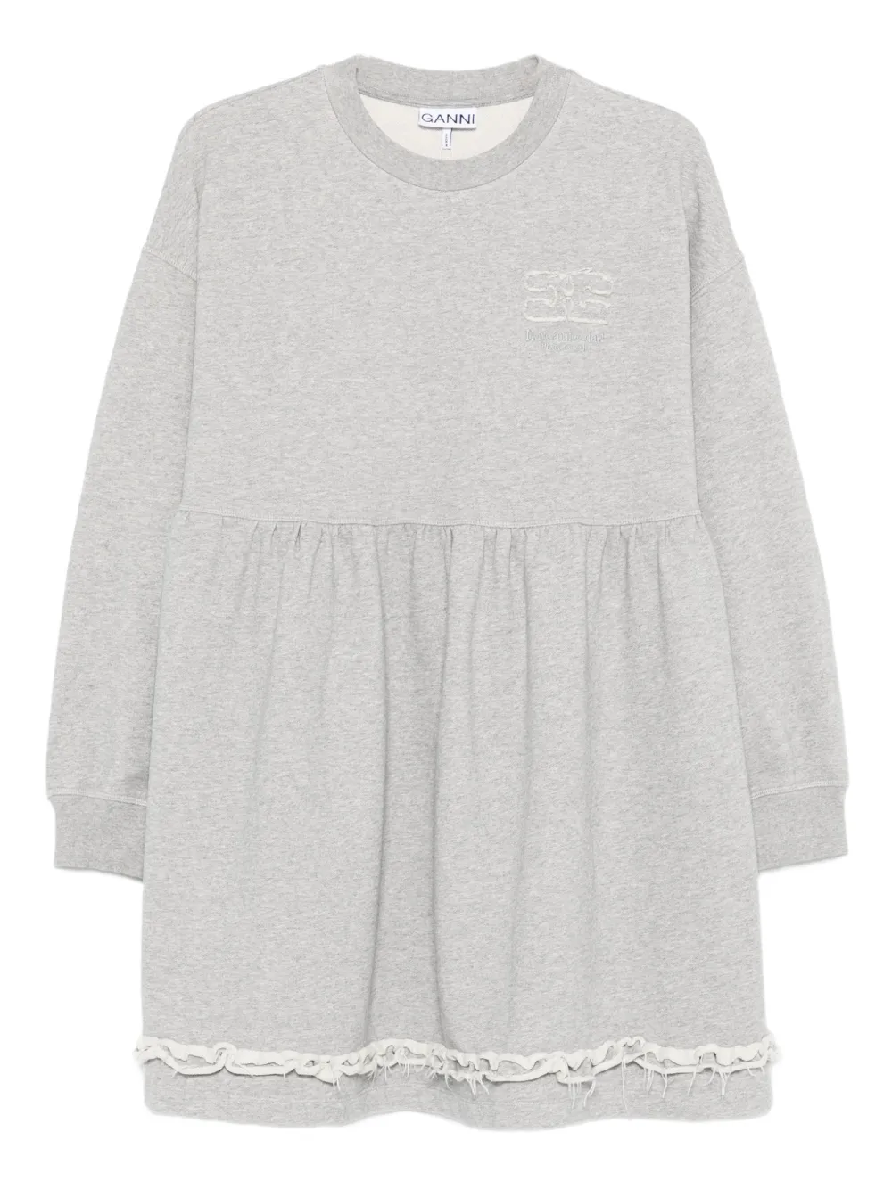 GANNI lace-trim mini dress - Grigio