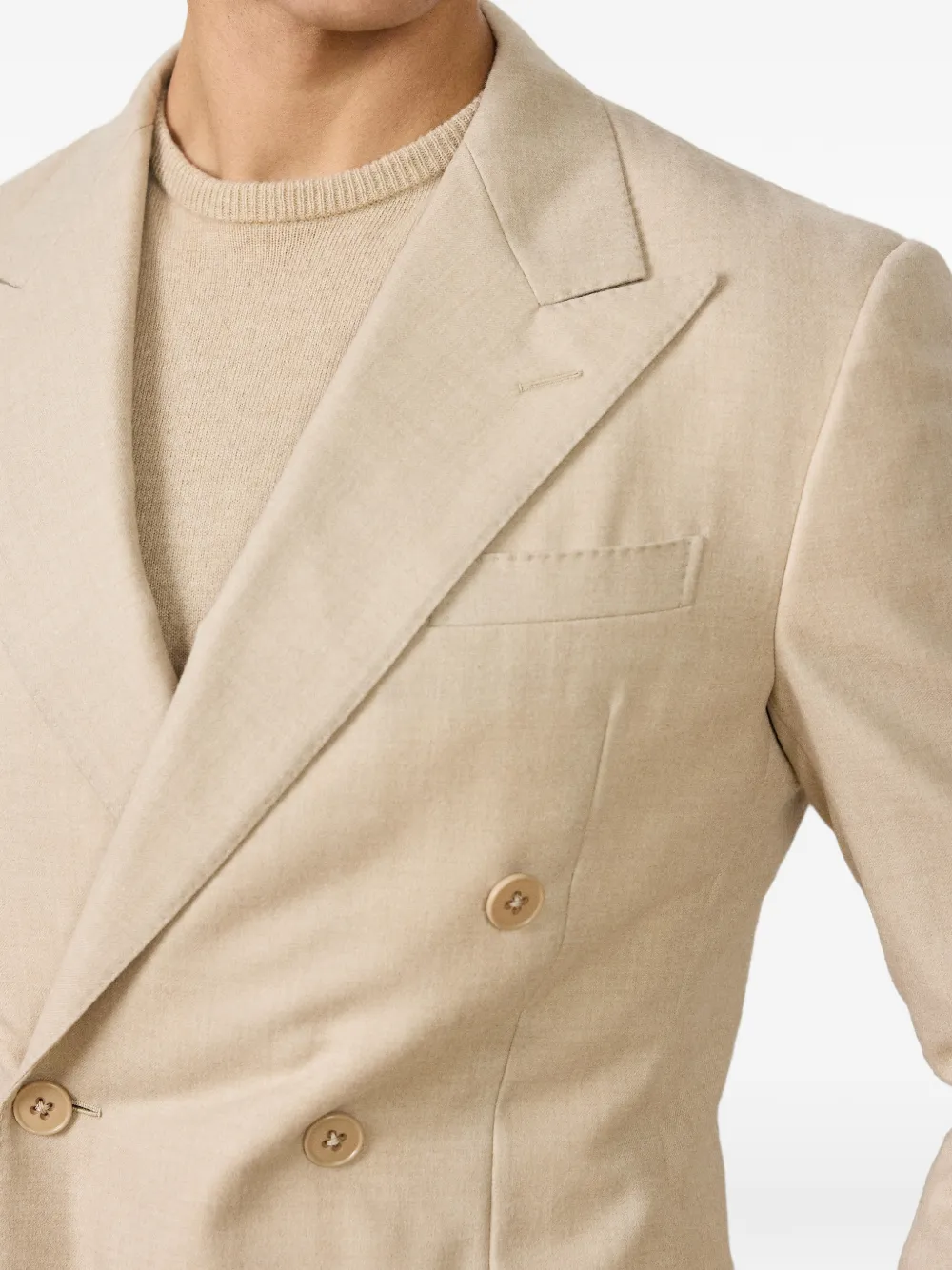 Ralph Lauren Purple Label Kent blazer met dubbele rij knopen en puntige revers Beige