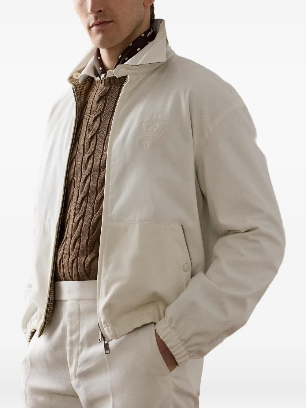 Ralph Lauren Purple Label Bomberjack met rits Beige