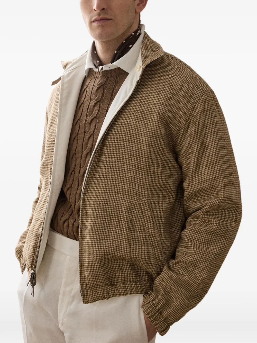 Ralph Lauren Purple Label Bomberjack met rits Beige
