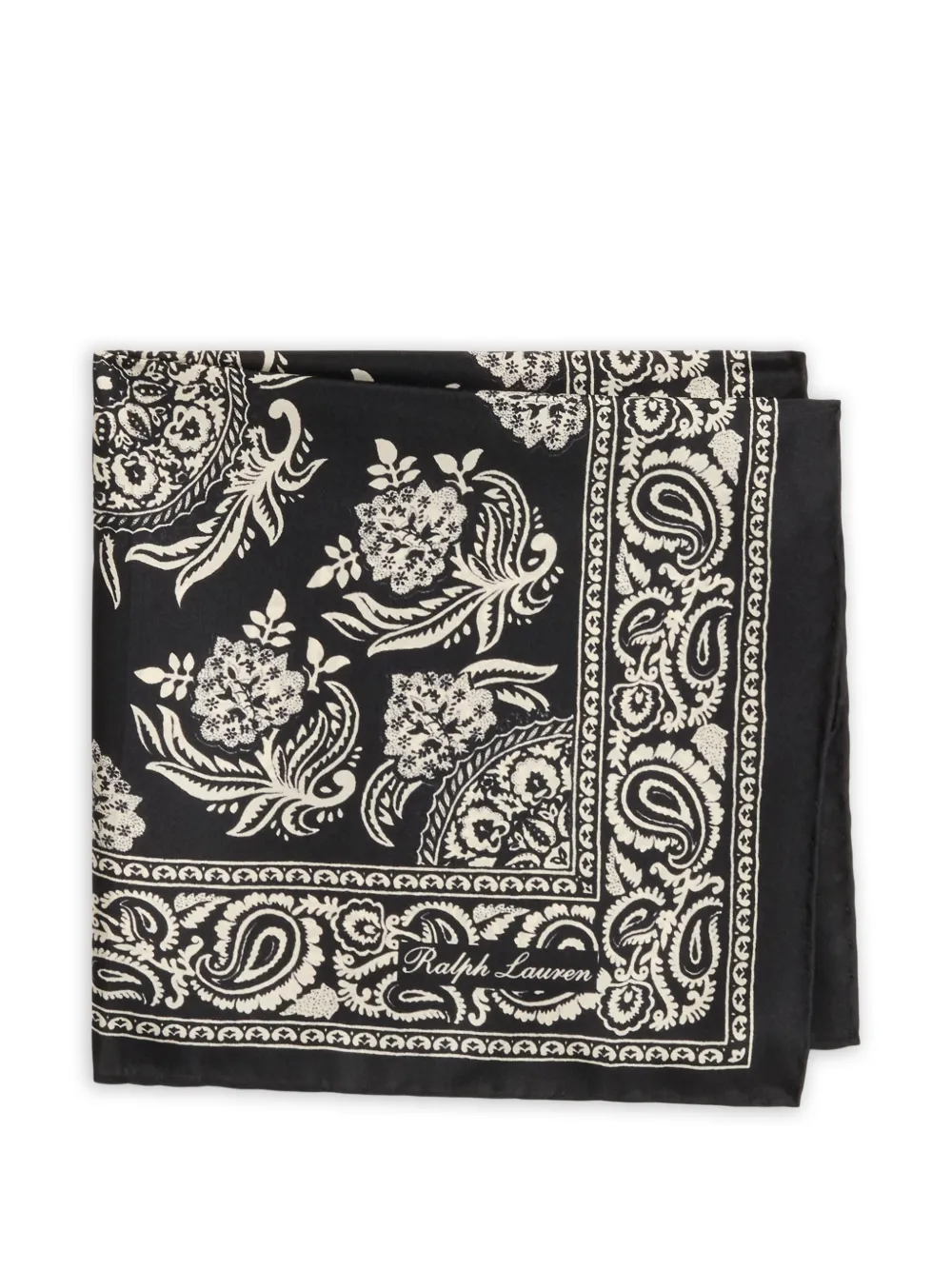  Ralph Lauren Purple Label Paisley-print Silk Pocket Square - Black 