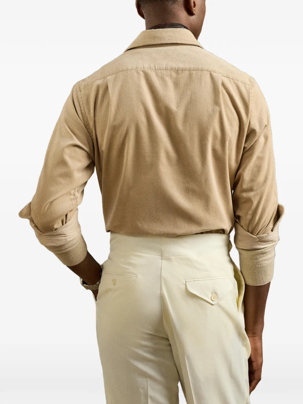 Ralph Lauren Purple Label Ribfluwelen overhemd Beige