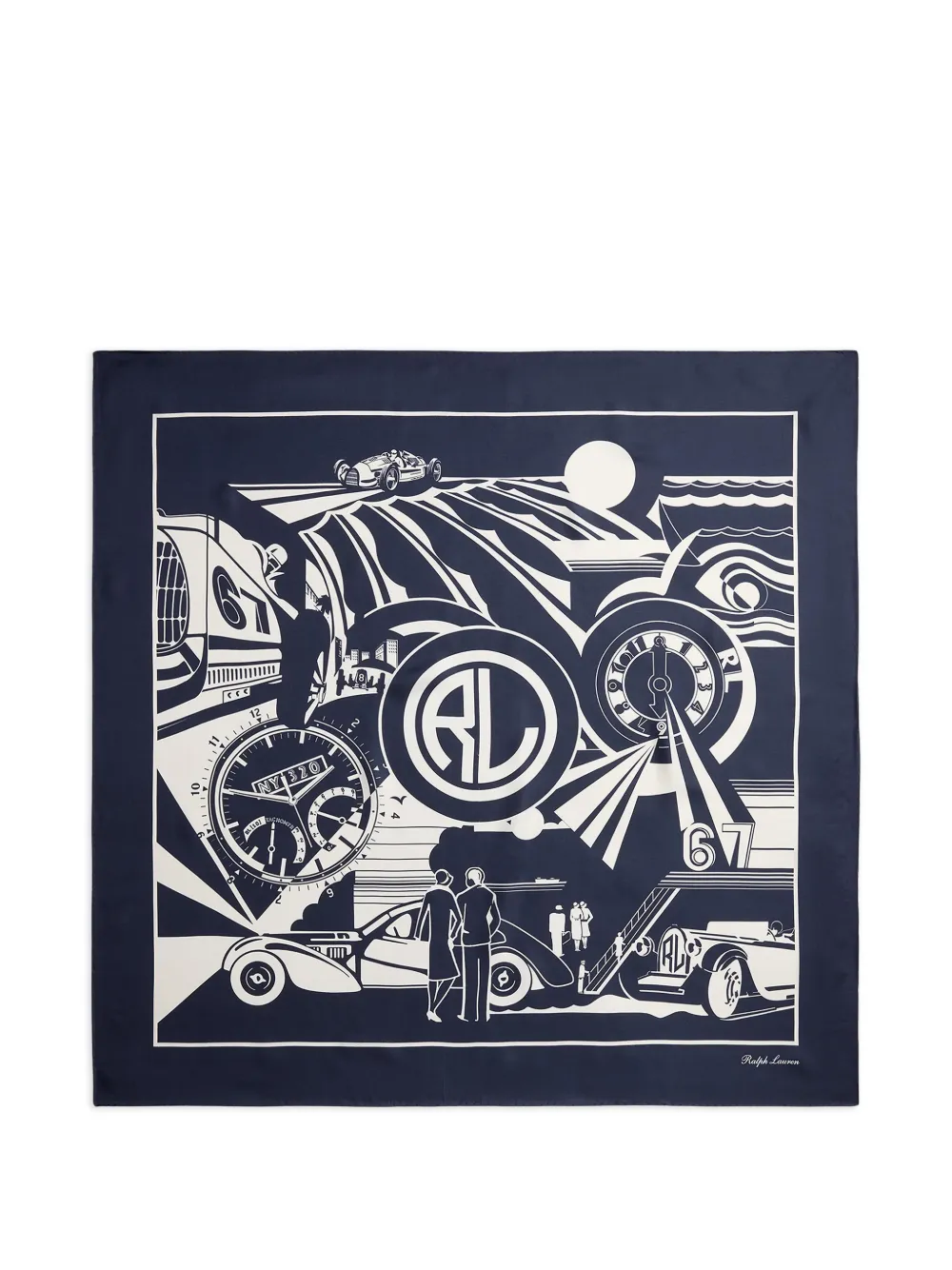 Ralph Lauren Purple Label Foulard in seta con stampa grafica - Blu
