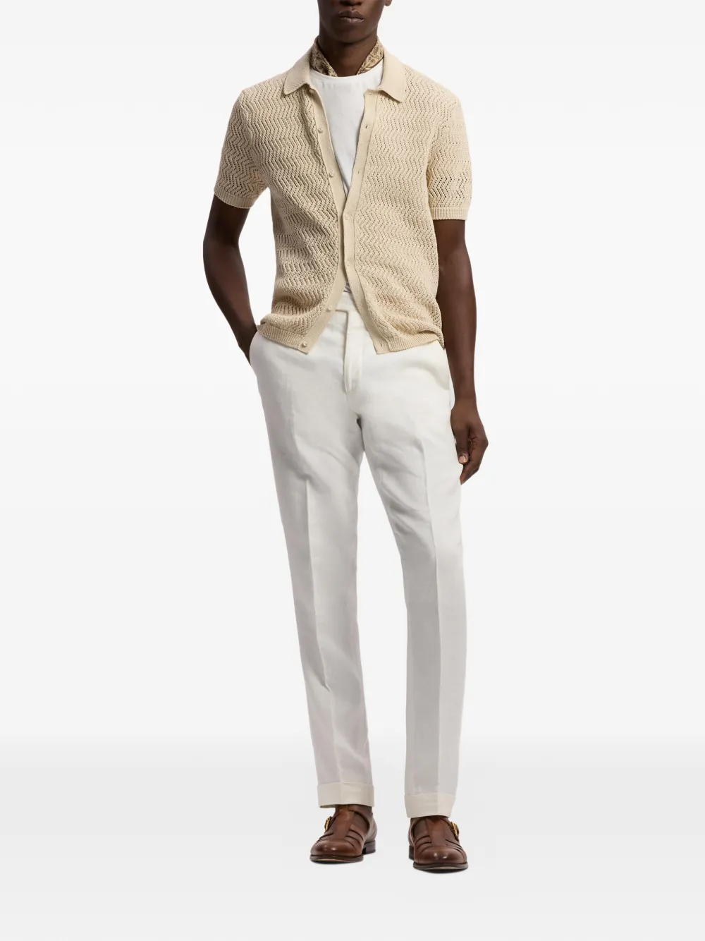 Ralph Lauren Purple Label overhemd met korte mouwen Beige