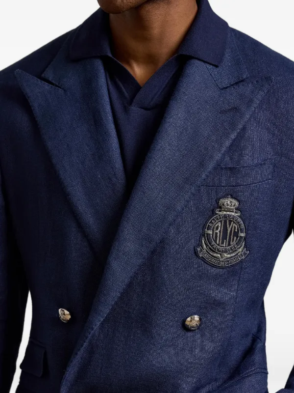 Ralph Lauren Purple Label double-breasted crest-embroidered Jacket