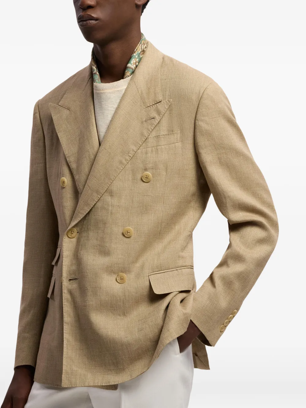 Ralph Lauren Purple Label Blazer met dubbele rij knopen Beige