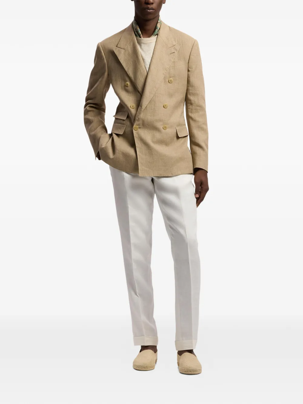 Ralph Lauren Purple Label Blazer met dubbele rij knopen Beige