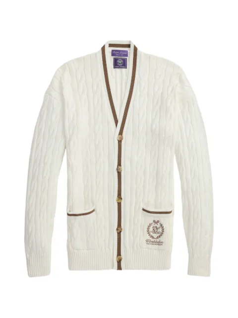 Ralph Lauren Purple Label cable-knit embroidered cardigan