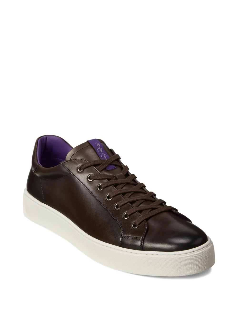 Ralph Lauren Purple Label Severn sneakers met gebrand effect Bruin