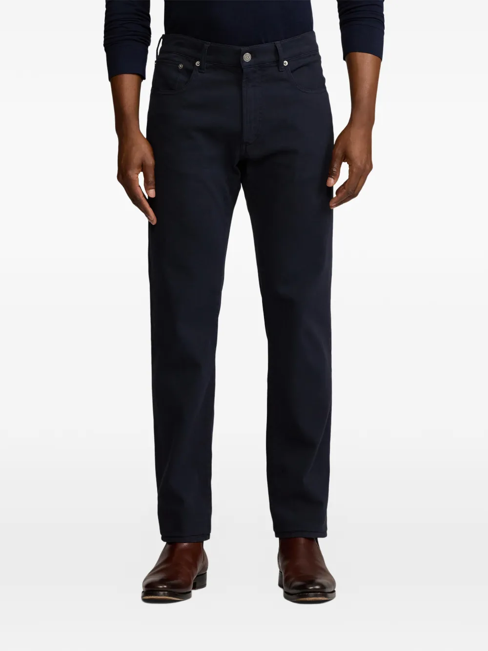 Ralph Lauren Purple Label Slim-fit denim met vijf zakken Blauw