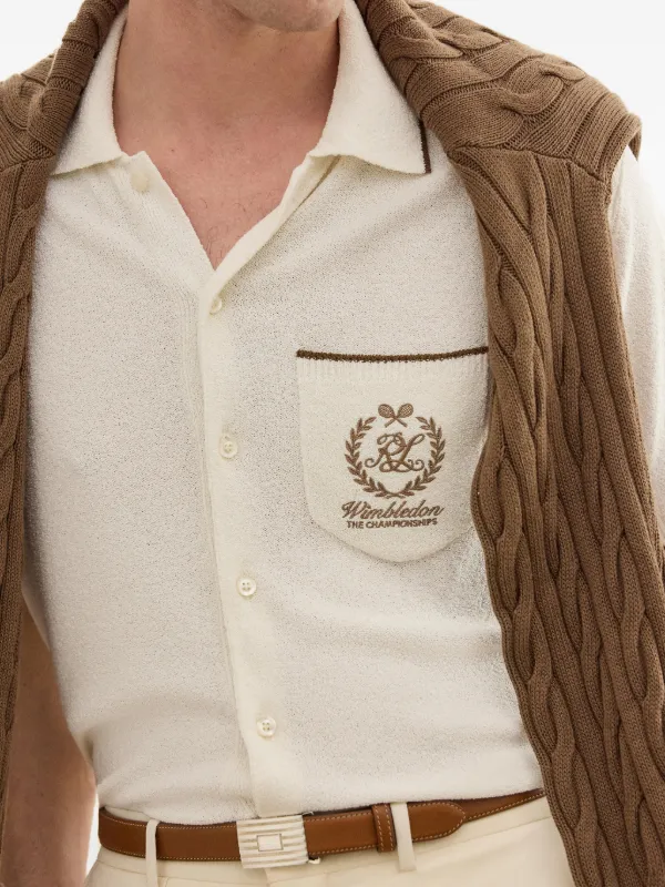 Ralph Lauren Purple Label Wimbledon Embroidered silk-blend Shirt