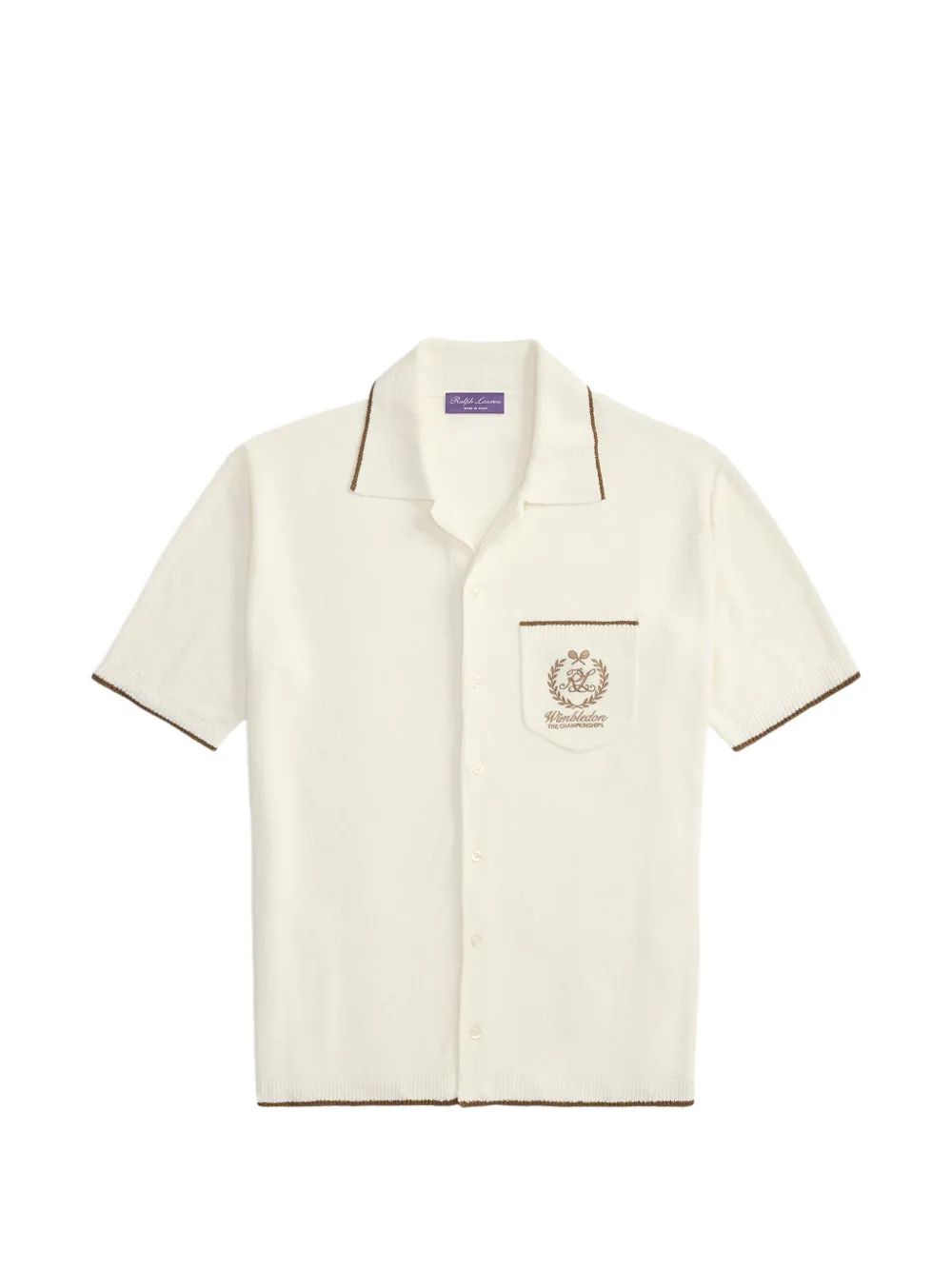 Ralph Lauren Purple Label wimbledon embroidered silk-blend shirt - White