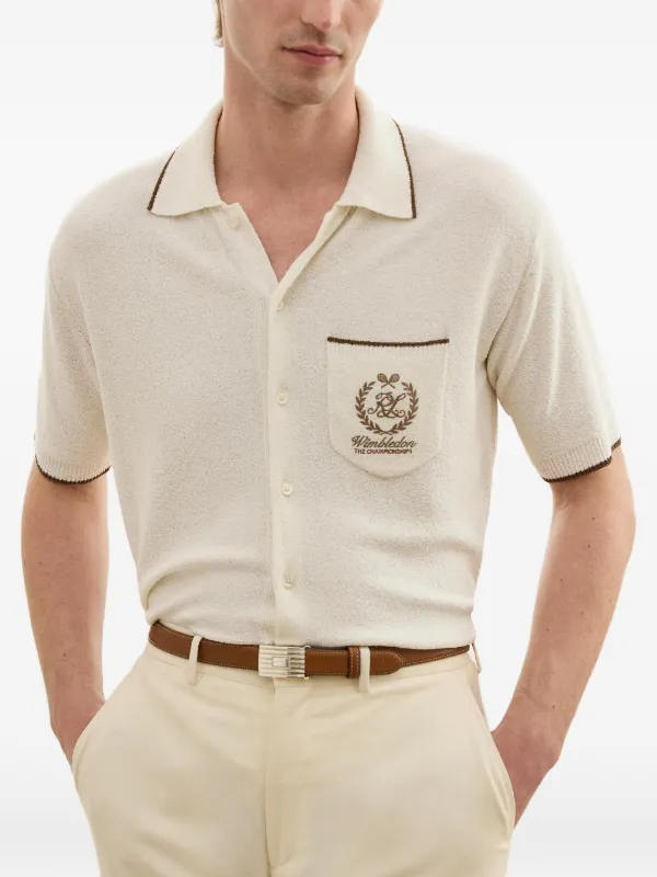 Ralph Lauren Purple Label Wimbledon Embroidered silk-blend Shirt