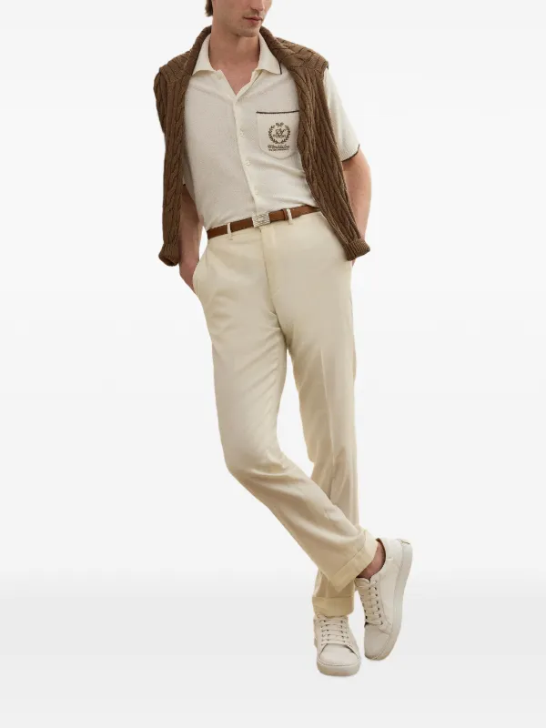 Ralph Lauren Purple Label Wimbledon Embroidered silk-blend Shirt