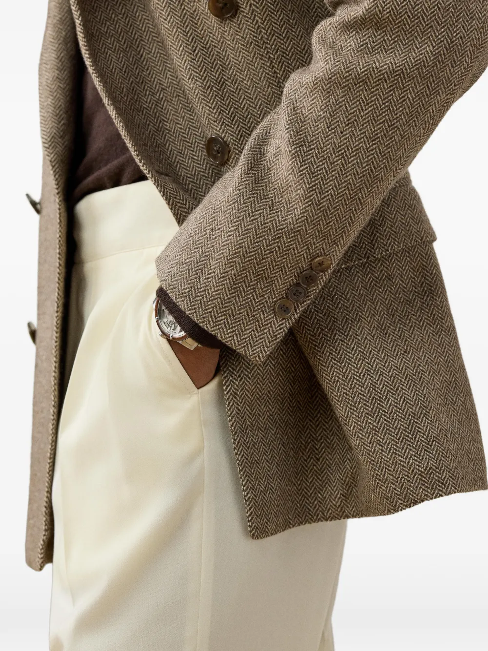 Kent Herringbone Double-Breasted Blazer