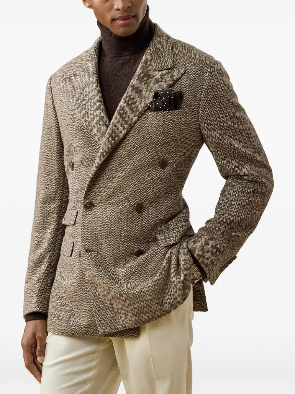 Kent Herringbone Double-Breasted Blazer