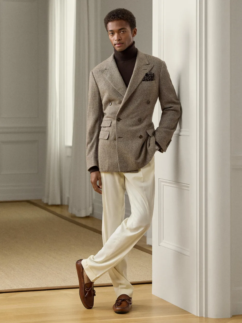 Kent Herringbone Double-Breasted Blazer